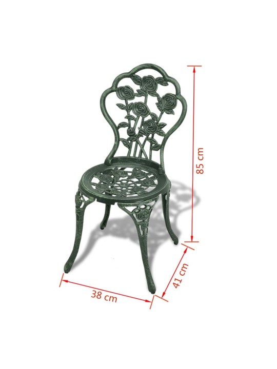 3dílný bistro set litý hliník zelený