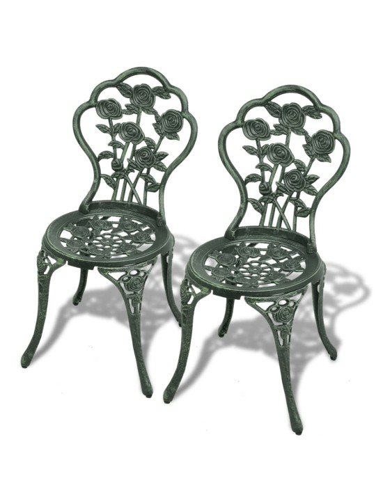 3dílný bistro set litý hliník zelený