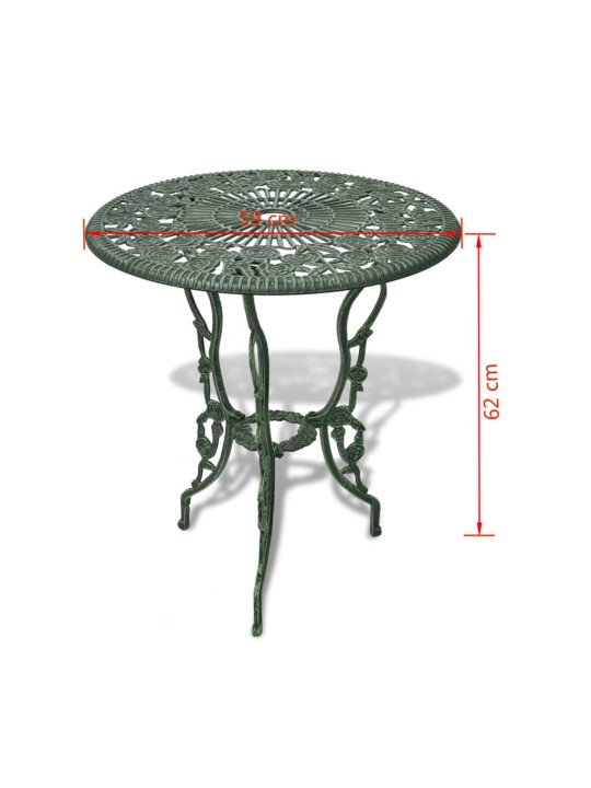 3dílný bistro set litý hliník zelený