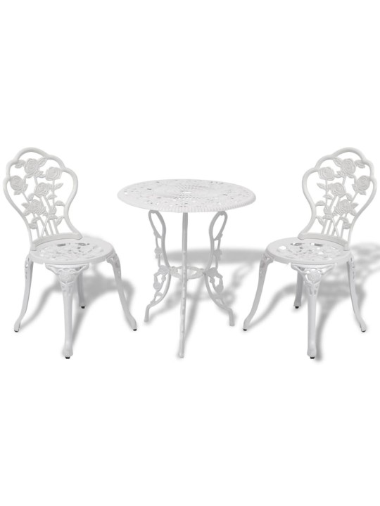 3dílný bistro set litý hliník bílý
