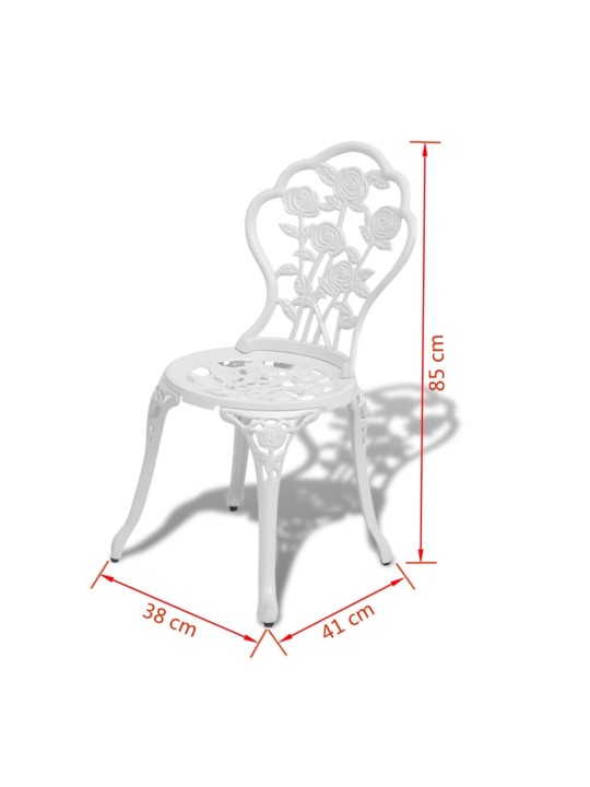 3dílný bistro set litý hliník bílý