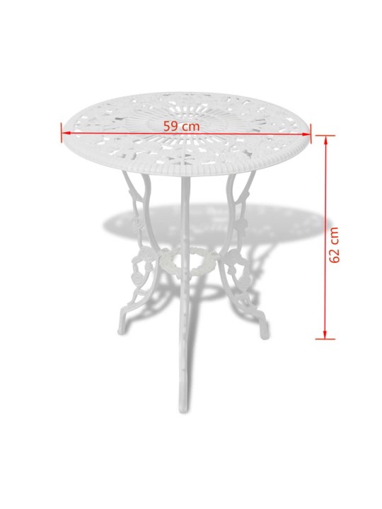 3dílný bistro set litý hliník bílý