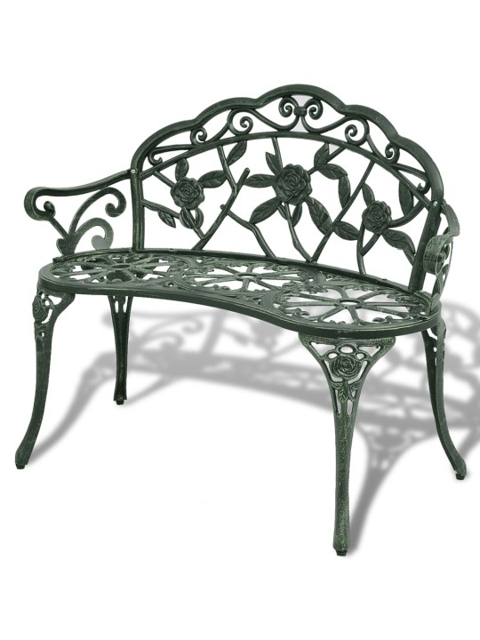 Zahradní lavice 100 cm litý hliník zelená