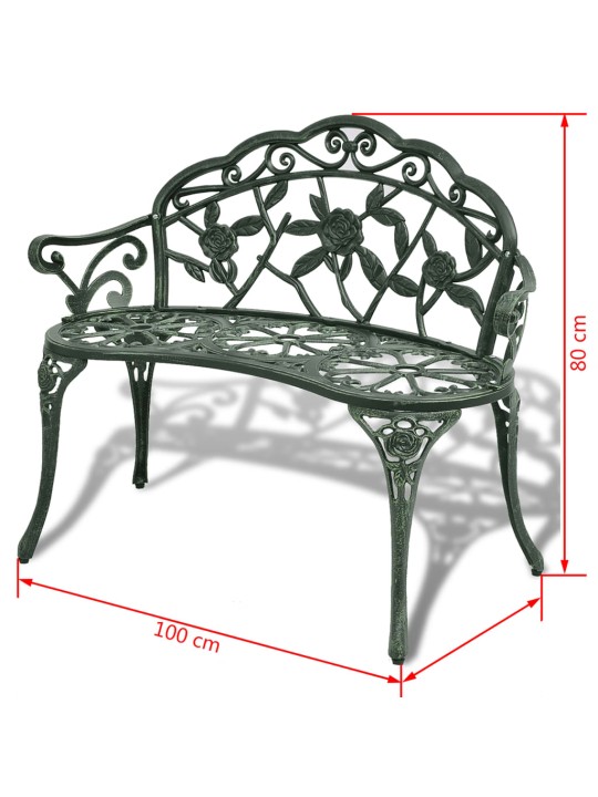 Zahradní lavice 100 cm litý hliník zelená