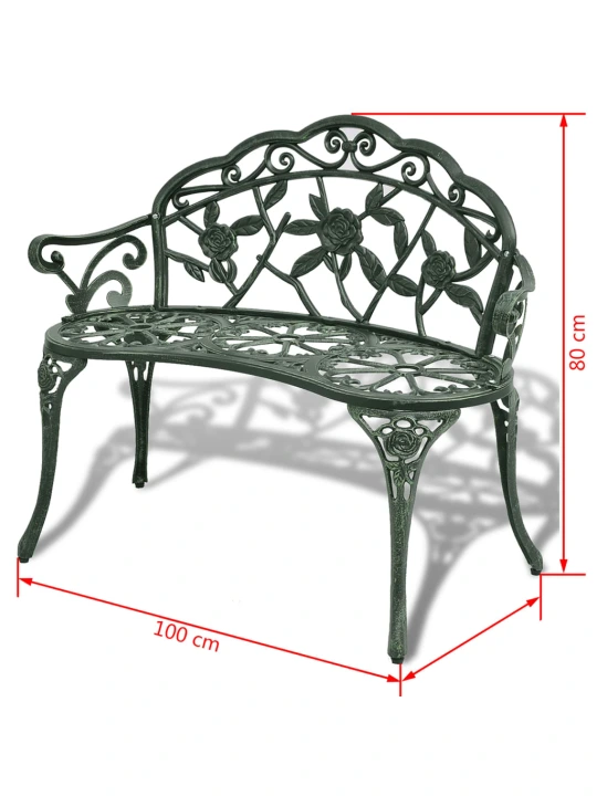 Zahradní lavice 100 cm litý hliník zelená
