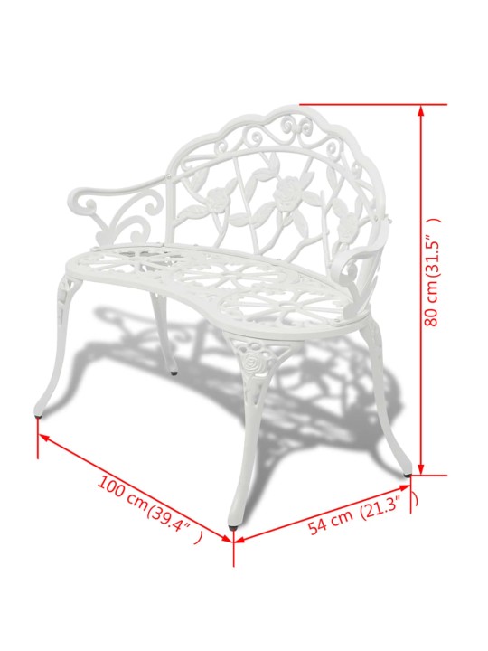 Zahradní lavice 100 cm litý hliník bílá