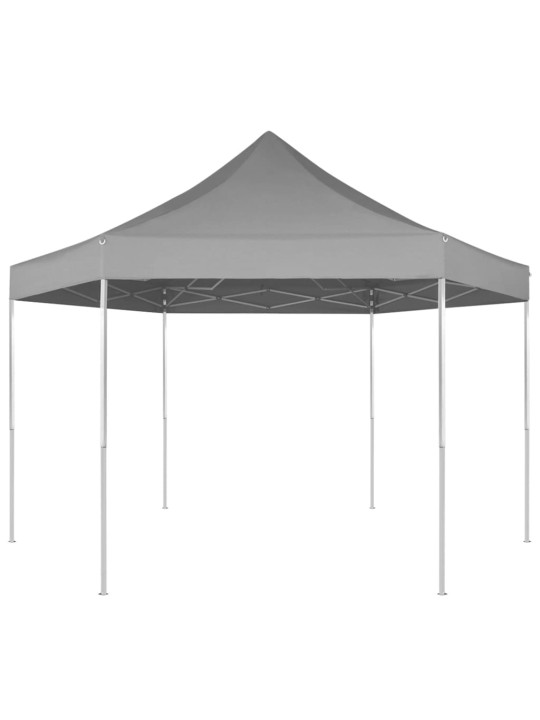 Nůžkový skládací party stran hexagon šedý 3,6 x 3,1 m