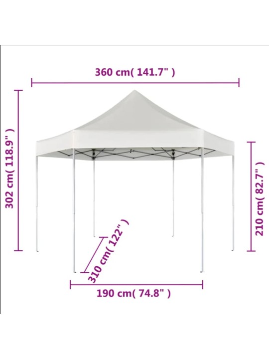 Nůžkový skládací party stran hexagon šedý 3,6 x 3,1 m