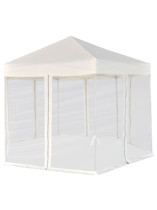 Šestiúhelníkový party stan s 6 stěnami krémově bílý 3,6 x 3,1 m