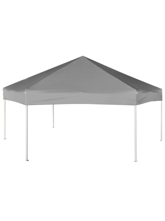 Šestiúhelníkový party stan s 6 stěnami šedý 3,6 x 3,1 m