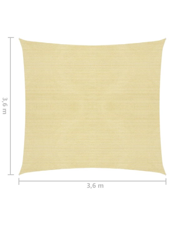 Plachta proti slunci z HDPE čtvercová 3,6x3,6 m béžová