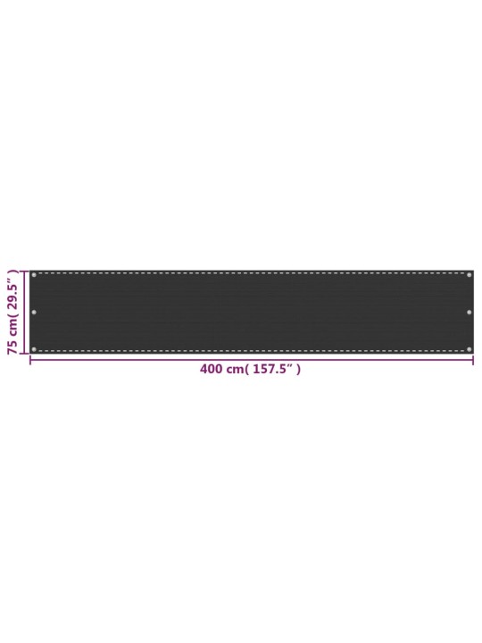 Balkónová zástěna HDPE 75x400 cm antracitová