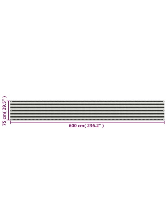 Balkónová zástěna HDPE 75x600 cm antracitová a bílá