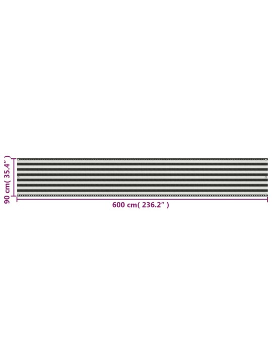 Balkónová zástěna HDPE 90x600 cm antracitovo-bílá