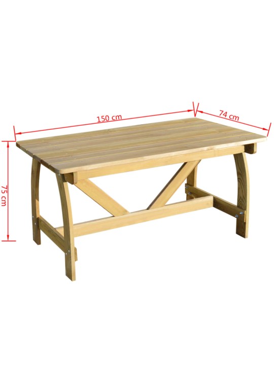Zahradní stůl 150 x 74 x 75 cm impregnované borové dřevo