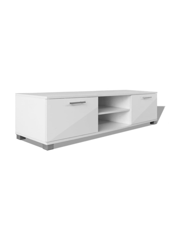 TV stolek bílý s vysokým leskem 120 x 40,5 x 35 cm