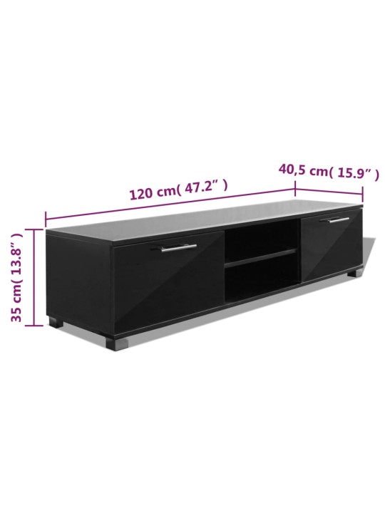 TV stolek černý s vysokým leskem 120 x 40,5 x 35 cm