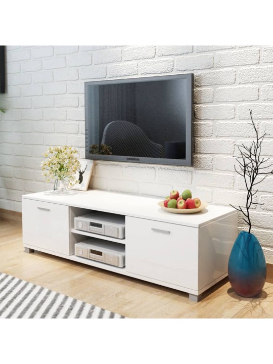 TV stolek bílý s vysokým leskem 140 x 40,5 x 35 cm