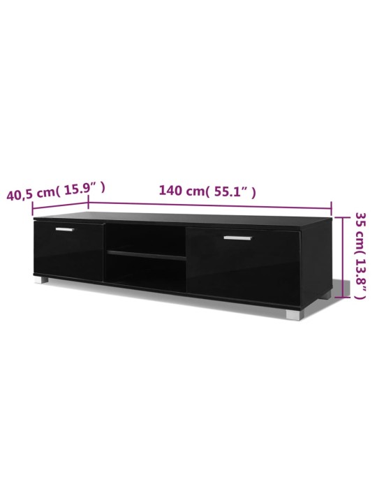 TV stolek černý s vysokým leskem 140 x 40,5 x 35 cm