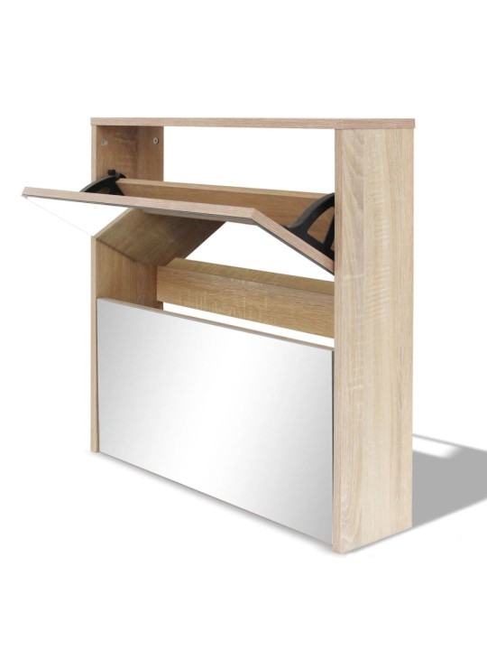 Botník dvoupatrový zrcadlo dub 63 x 17 x 67 cm