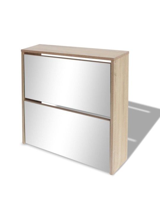 Botník dvoupatrový zrcadlo dub 63 x 17 x 67 cm