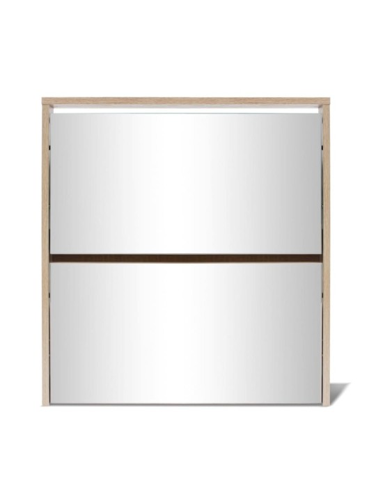 Botník dvoupatrový zrcadlo dub 63 x 17 x 67 cm