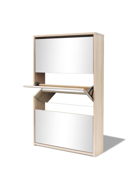 Botník třípatrový zrcadlo dub 63 x 17 x 102,5 cm
