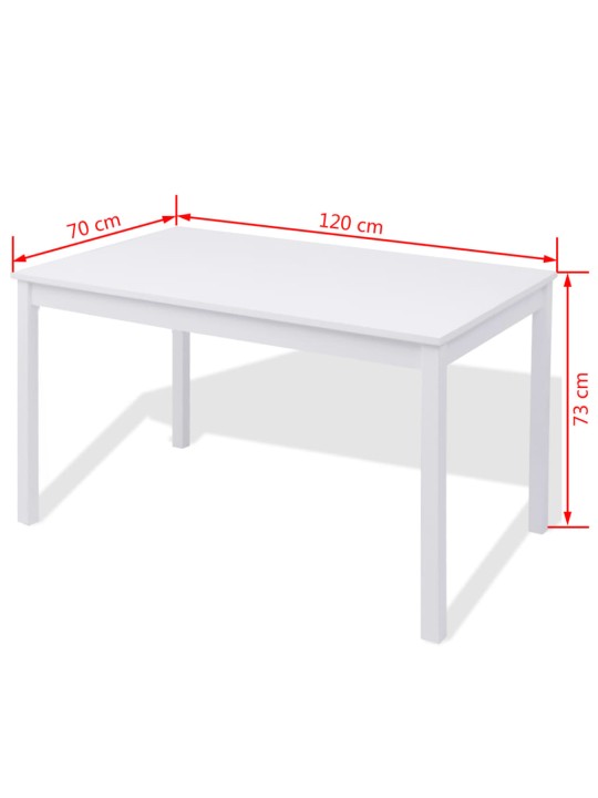 Sedmidílný jídelní set z borového dřeva bílý