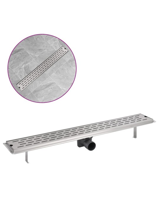 Rovný sprchový odtokový žlab čárky 830x140 mm nerezová ocel