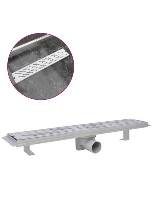 Rovný sprchový odtokový žlab vlnky 630x140 mm nerezová ocel
