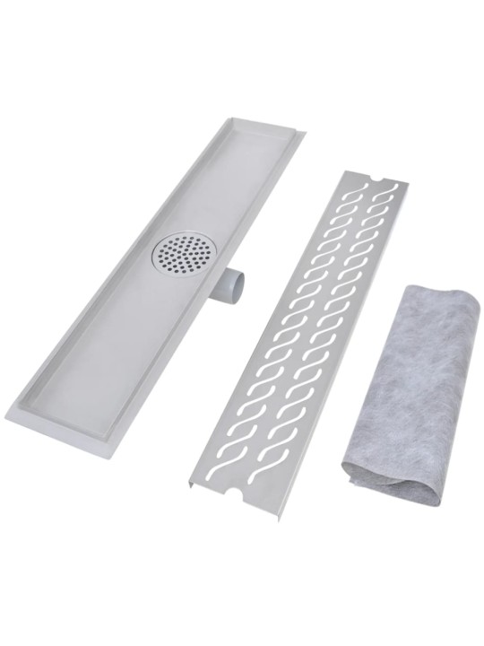 Rovný sprchový odtokový žlab vlnky 630x140 mm nerezová ocel
