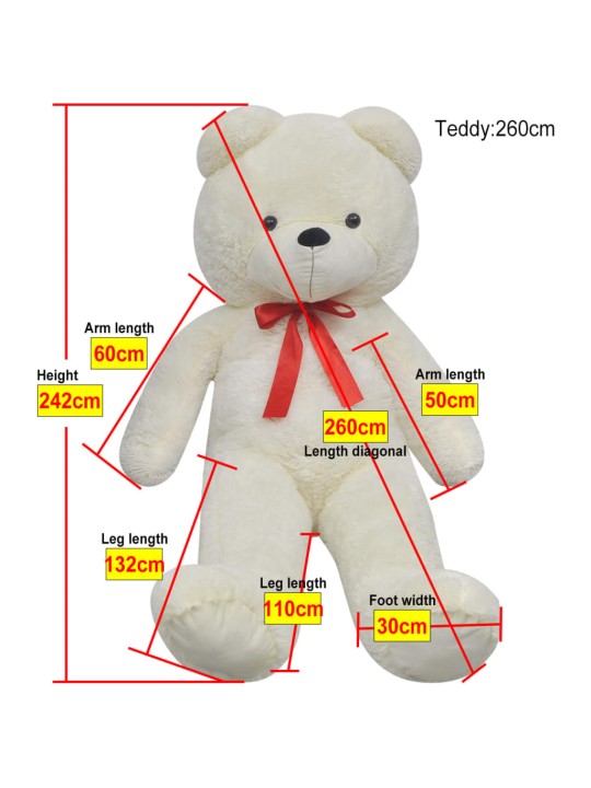 Plyšový medvěd hračka bílý 242 cm