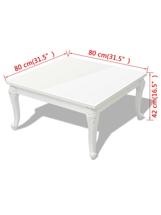 Konferenční stolek 80x80x42 cm vysoký lesk bílý
