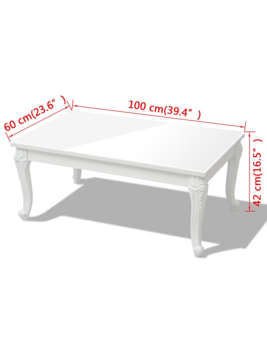 Konferenční stolek 100x60x42 cm vysoký lesk bílý