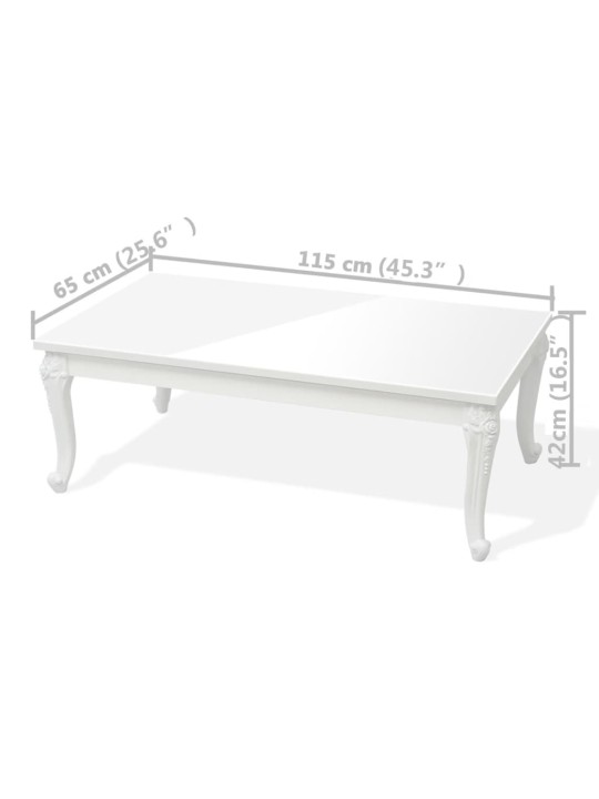 Konferenční stolek 115 x 65 x 42 cm vysoký lesk bílý
