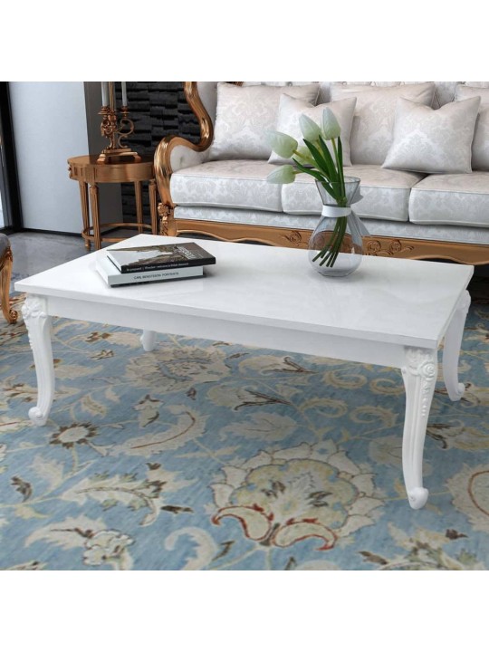 Konferenční stolek 115 x 65 x 42 cm vysoký lesk bílý