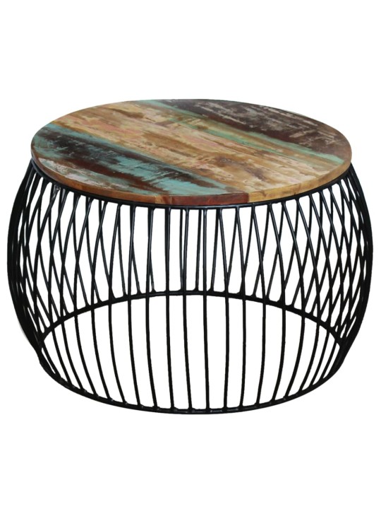 Konferenční stolek kulatý masivní recyklované dřevo 68 x 37 cm