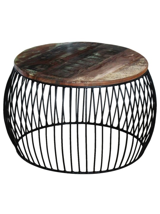 Konferenční stolek kulatý masivní recyklované dřevo 68 x 37 cm