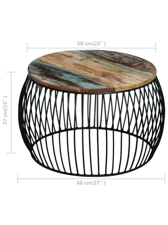 Konferenční stolek kulatý masivní recyklované dřevo 68 x 37 cm