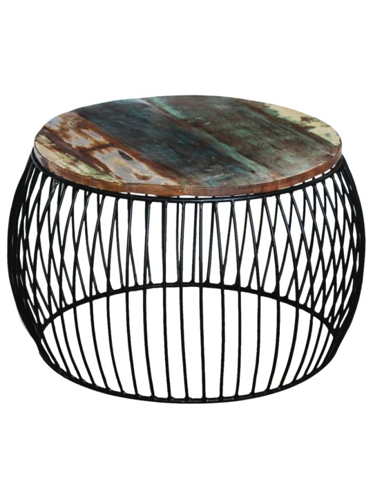 Konferenční stolek kulatý masivní recyklované dřevo 68 x 37 cm