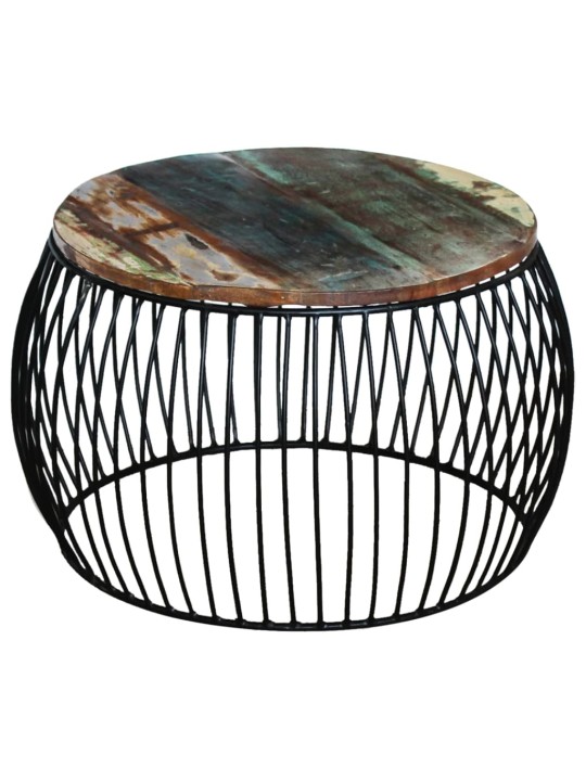 Konferenční stolek kulatý masivní recyklované dřevo 68 x 37 cm