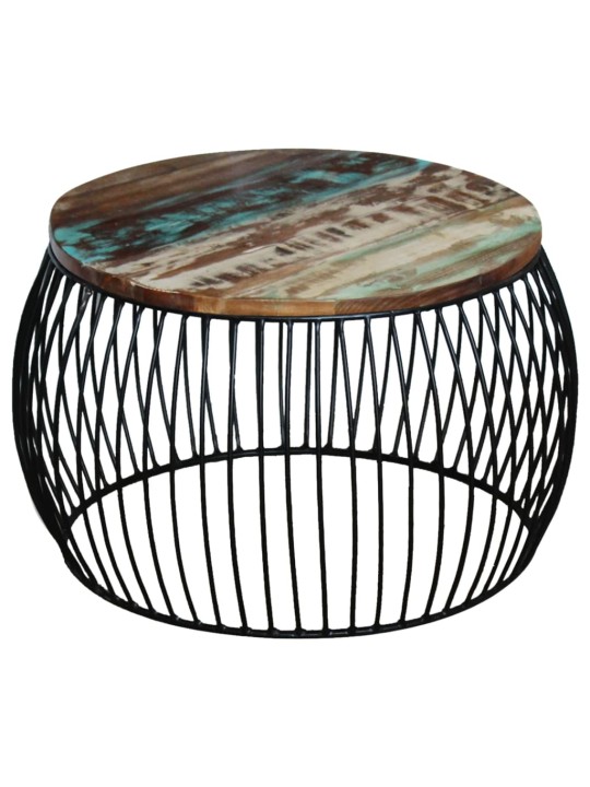 Konferenční stolek kulatý masivní recyklované dřevo 68 x 37 cm