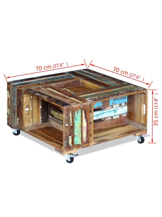 Konferenční stolek masivní recyklované dřevo 70x70x35 cm