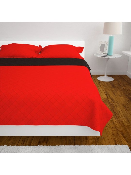 Oboustranný prošívaný přehoz na postel červeno-černý 230x260 cm