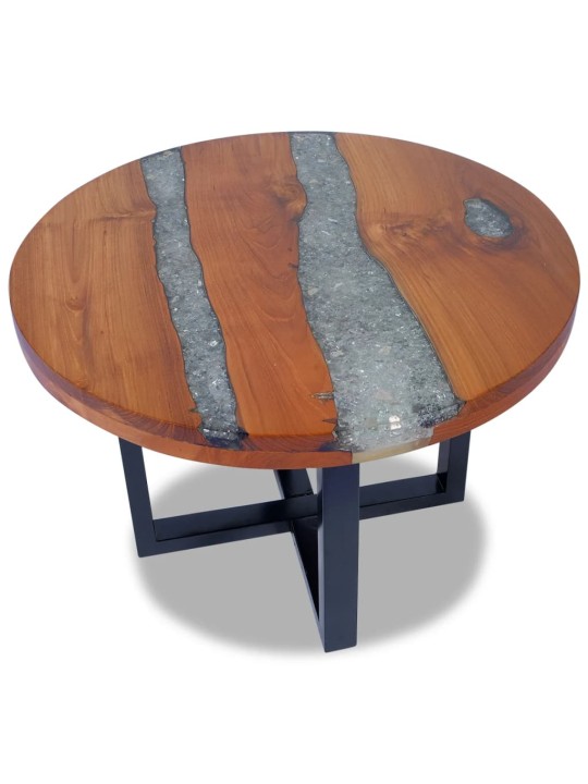 Konferenční stolek, teak a pryskyřice 60 cm