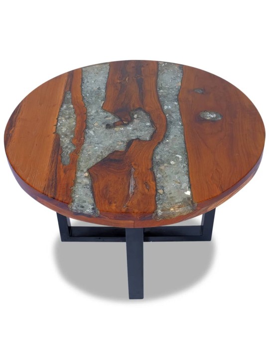Konferenční stolek, teak a pryskyřice 60 cm