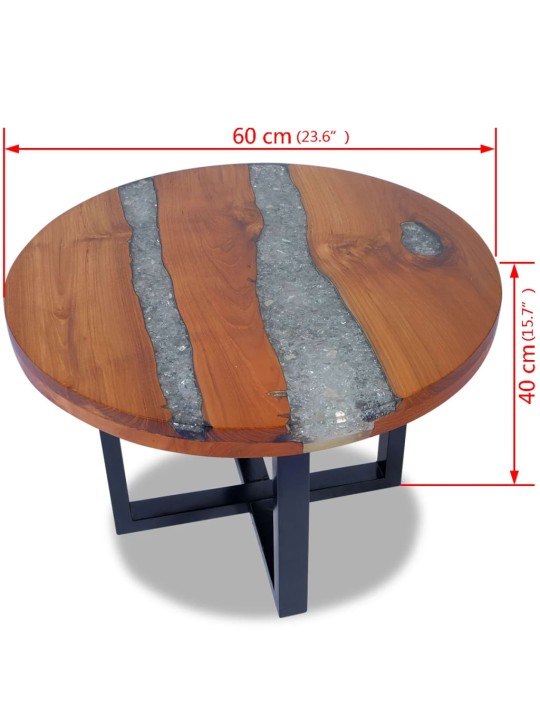 Konferenční stolek, teak a pryskyřice 60 cm