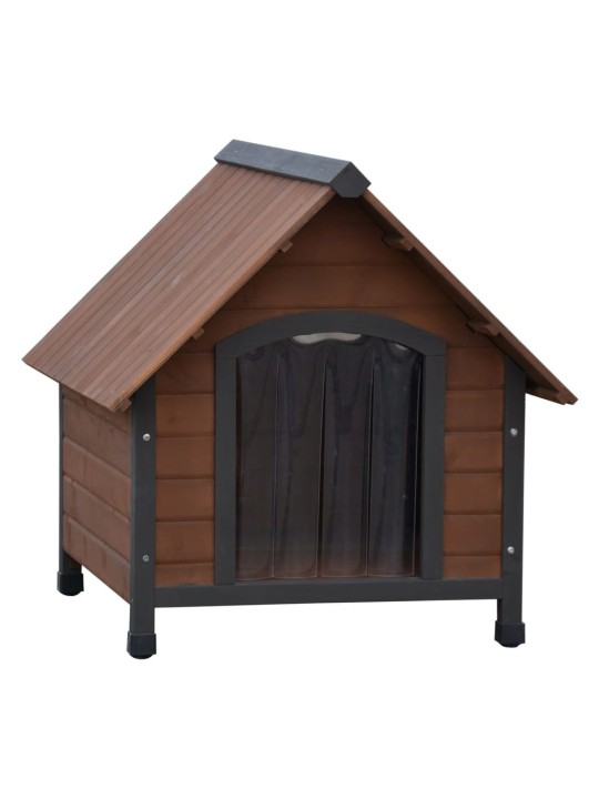 @Pet Psí bouda s plastovým závěsem Rustique hnědá 76 x 76 x 72 cm