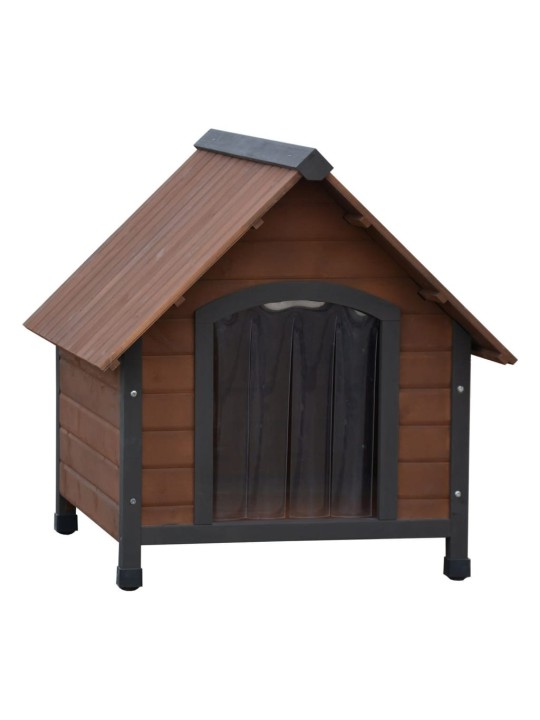 @pet psí bouda s plastovým závěsem rustique hnědá 102 x 82 x 87 cm