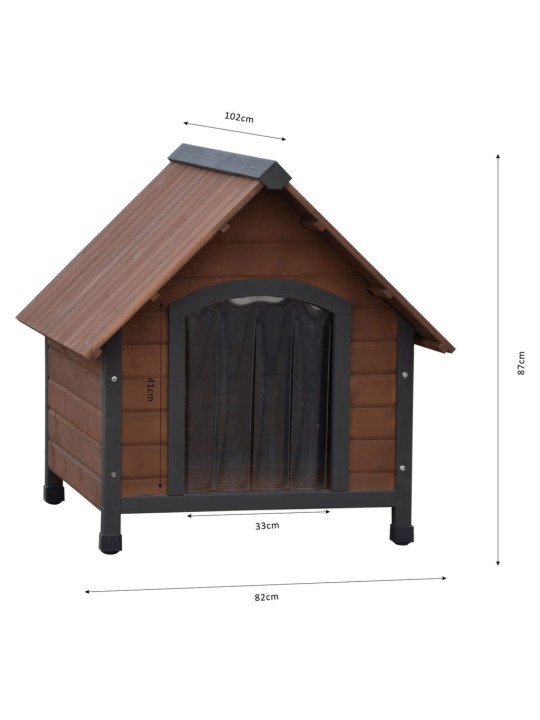 @pet psí bouda s plastovým závěsem rustique hnědá 102 x 82 x 87 cm
